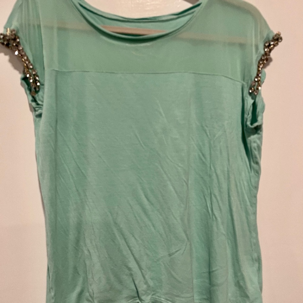 Mint colored jeweled women's top